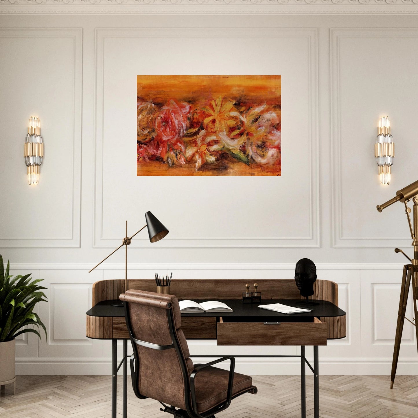 Garland of Flowers - Pierre-Auguste Renoir Brushed Aluminum Print - 70x100 cm / 28x40 inches | Pierre-Auguste Renoir Aluminum Print | Pierre-Auguste Renoir Prints