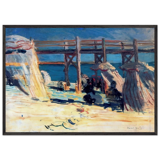 SANDY BEACH OF SAINTE ADRESSE - Raoul Dufy 70x100 cm / 28x40 inches Framed Art Print – Black Wooden Frame