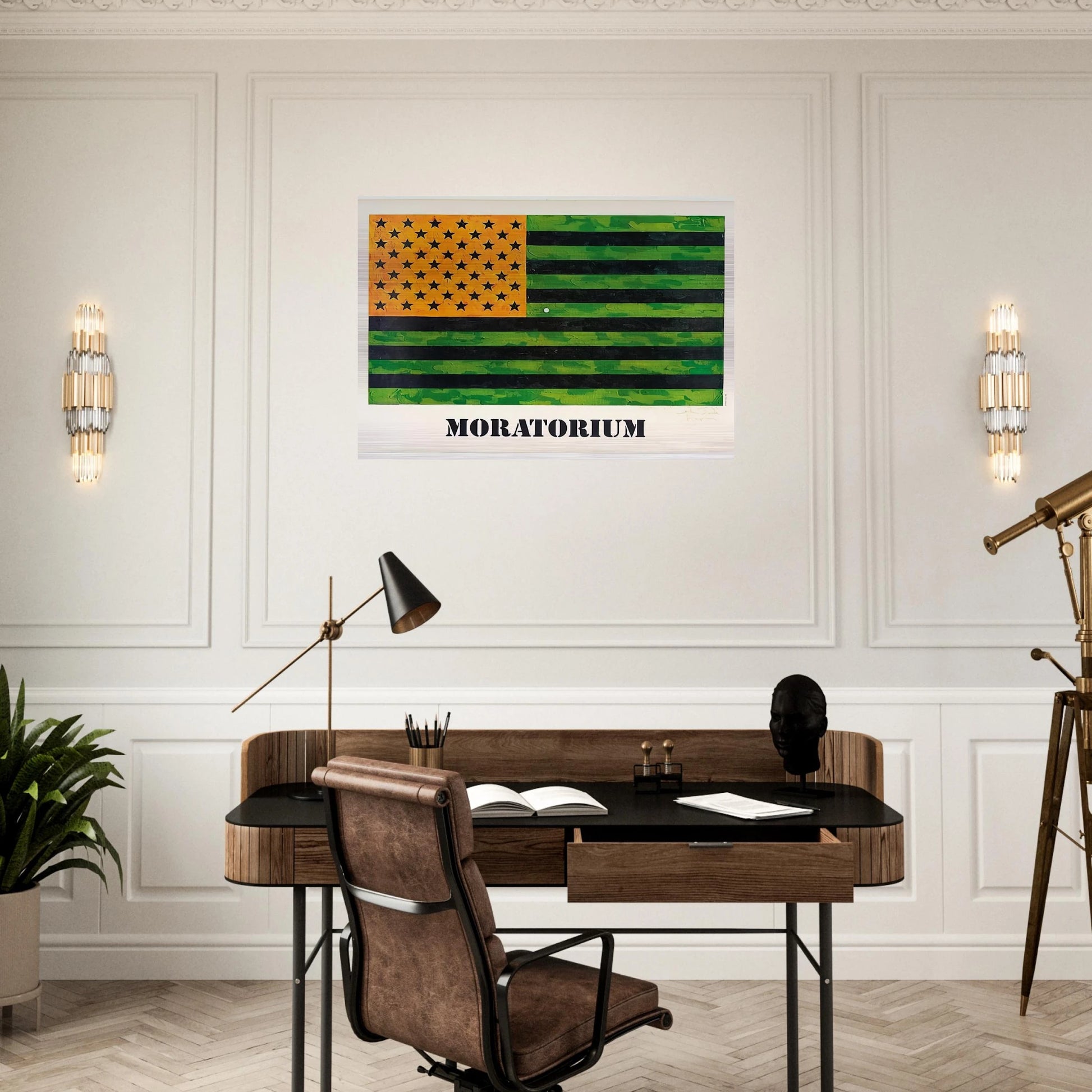 MORATORIUM FLAG - Jasper Johns Brushed Aluminum Print - 70x100 cm / 28x40 inches | Jasper Johns Aluminum Print | Jasper Johns Prints