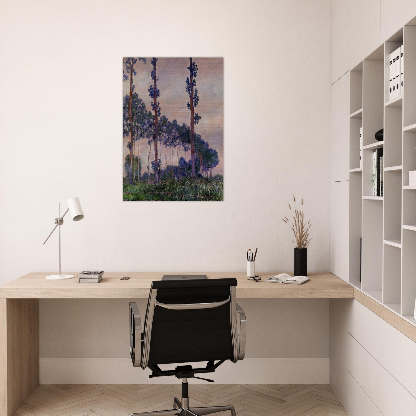 Three Trees in Grey Weather - claude monet Brushed Aluminum Print - 70x100 cm / 28x40 inches | claude monet Aluminum Print | claude monet Prints