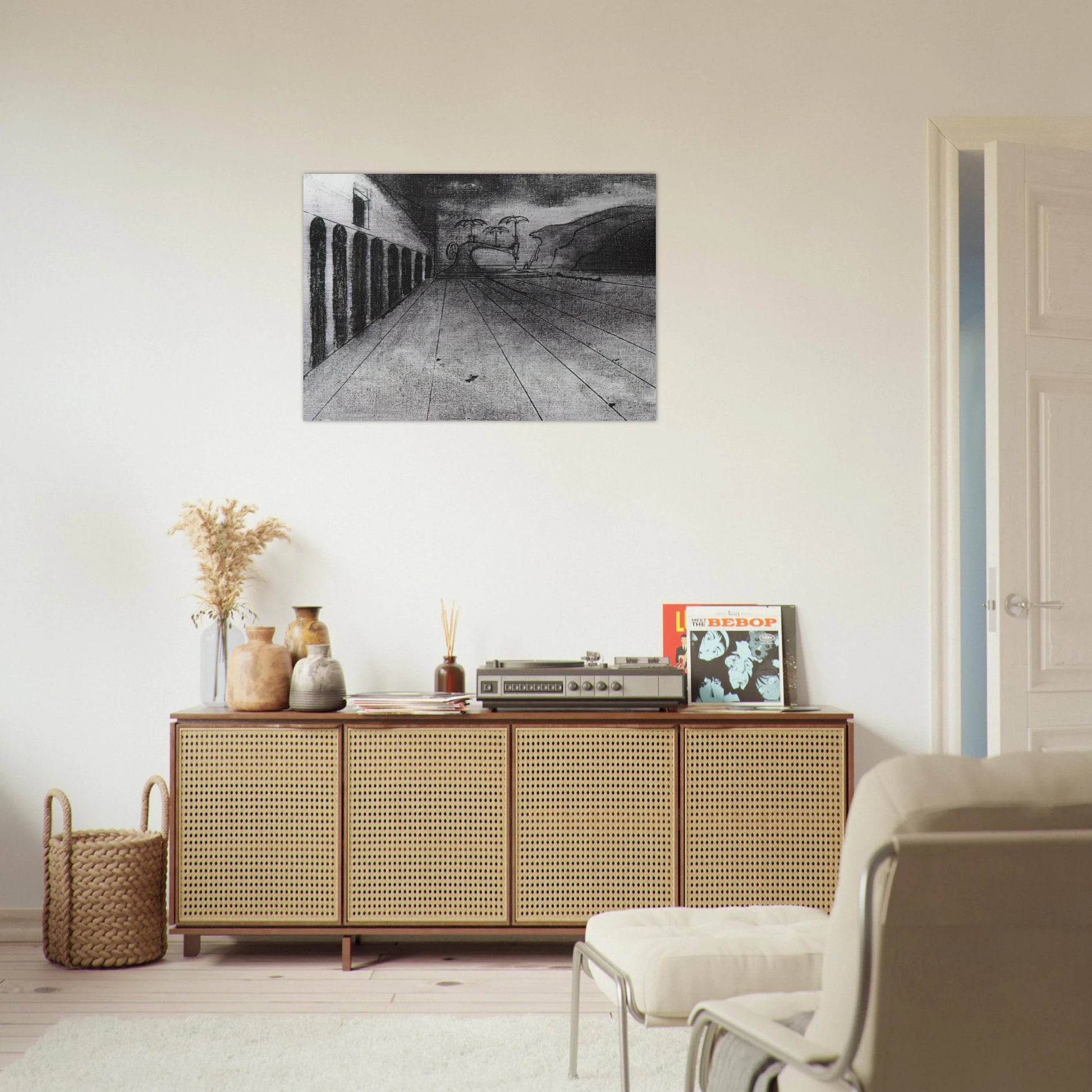 LANDSCAPE AFTER DE CHIRICO UNFINISHED - Salvador Dali Brushed Aluminum Print - 70x100 cm / 28x40 inches | Salvador Dali Aluminum Print | Salvador Dali Prints