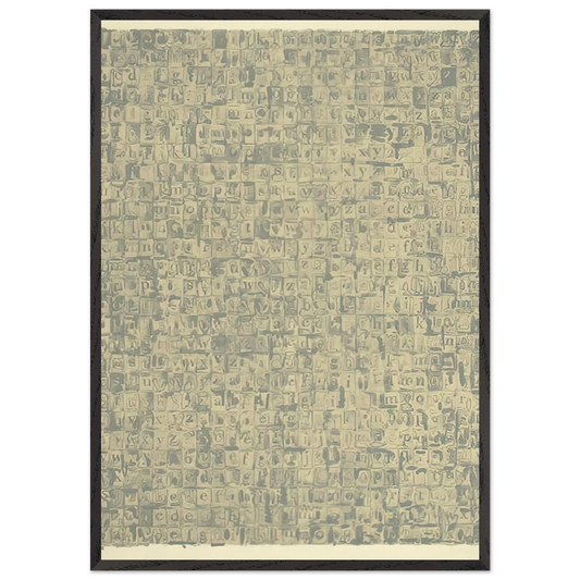 GRAY ALPHABETS ULAE 57 1968 - Jasper Johns 70x100 cm / 28x40 inches Framed Art Print – Black Wooden Frame