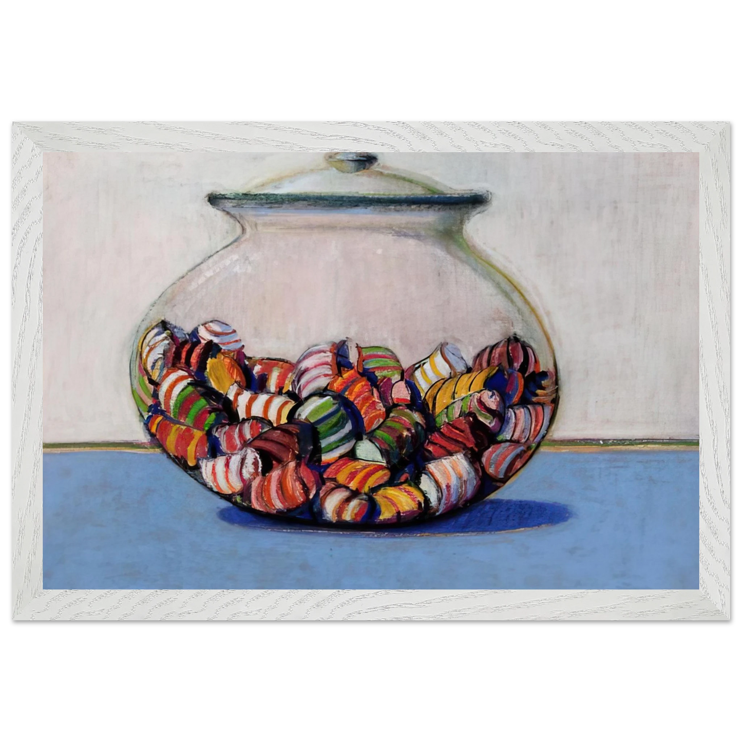 Wayne Thiebaud - Glassed Candy - 1969 Wall Art - 21x29.7 cm / 8x12" - Premium Wooden Framed Poster With Fine Art Paper - Black frame