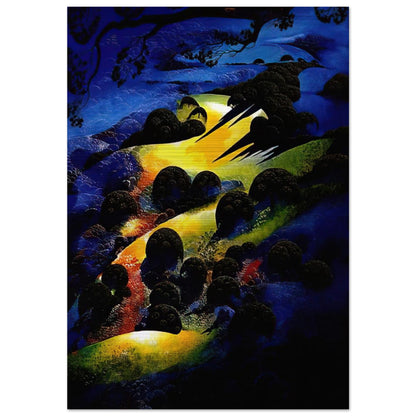 Sunset Flame - Eyvind Earle Brushed Aluminum Print - 70x100 cm / 28x40 inches | Eyvind Earle Aluminum Print | Eyvind Earle Prints
