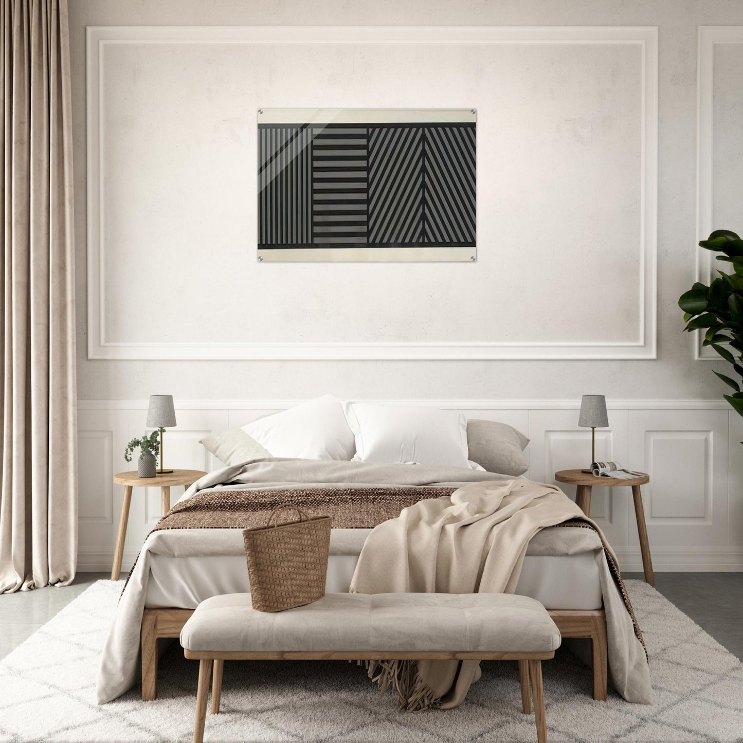 Bands of Lines One Inch Wide in Four Directions in Black and Gray - Sol LeWitt Acrylic Print - 70x100 cm / 28x40″ inches