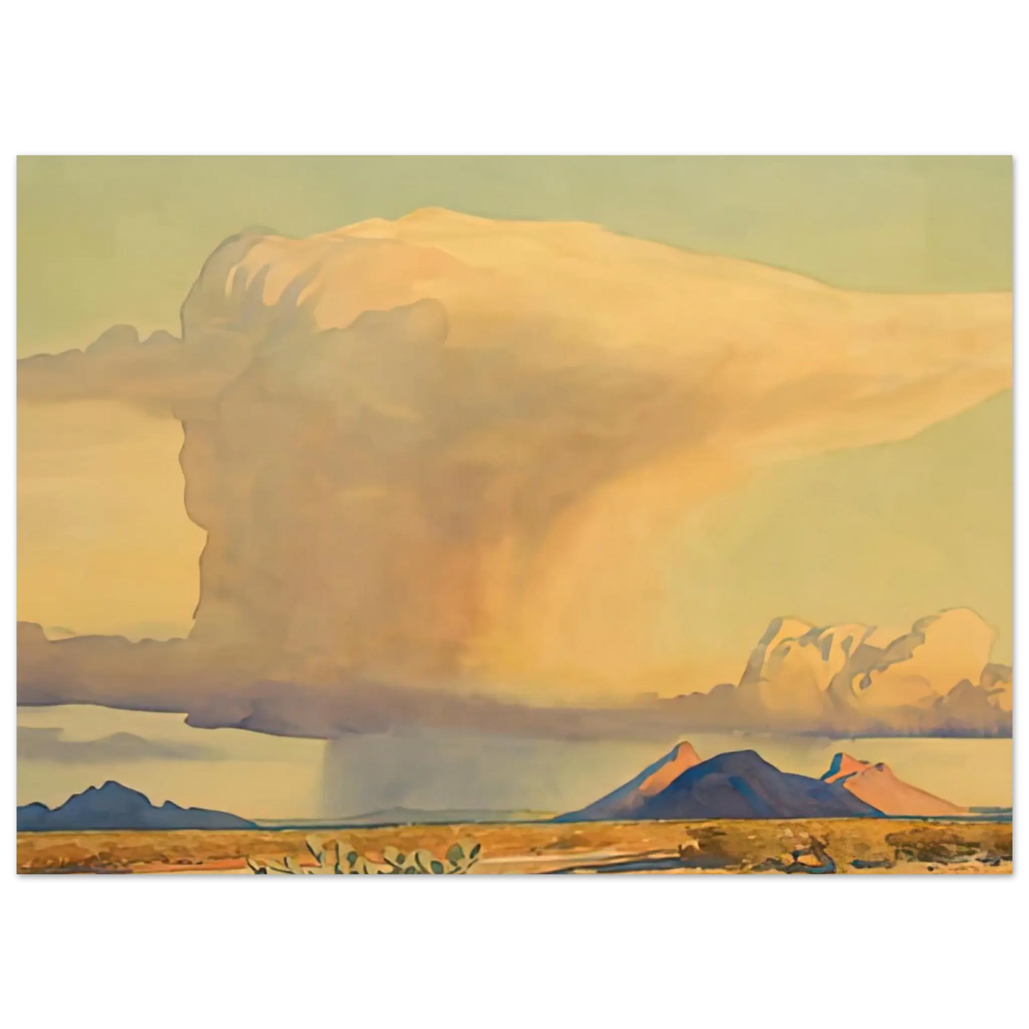 Maynard Dixon - DROUGHT AND DOWNPOUR 1944 Wall art - 30x45 cm / 12x18 Inches - Premium Wooden Framed Poster With Fine Art Paper - White frame