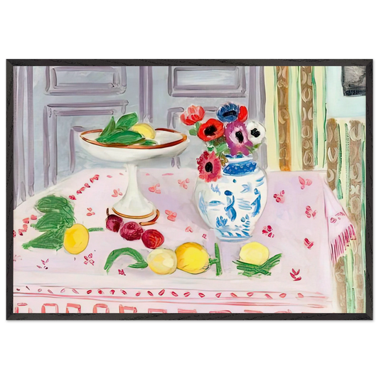 THE PINK TABLECLOTH 1925 - Henri Matisse 70x100 cm / 28x40 inches Framed Art Print – Black Wooden Frame