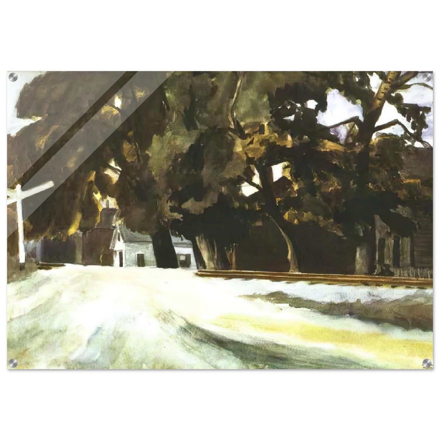 Railroad Crossing - Edward Hopper Acrylic Print - 70x100 cm / 28x40″ inches