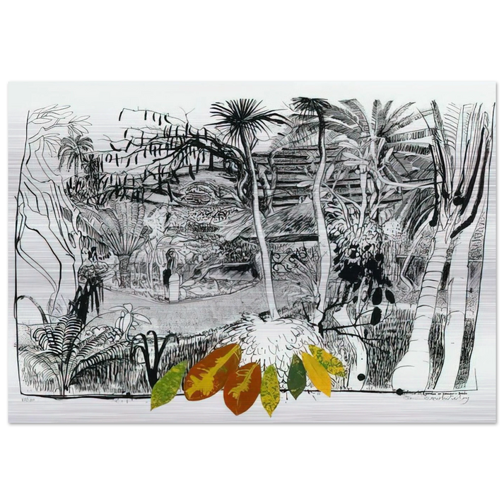 The Garden in Sanur - Bali - 1980 - Brett Whiteley Brushed Aluminum Print - 70x100 cm / 28x40 inches | Brett Whiteley Aluminum Print | Brett Whiteley Prints
