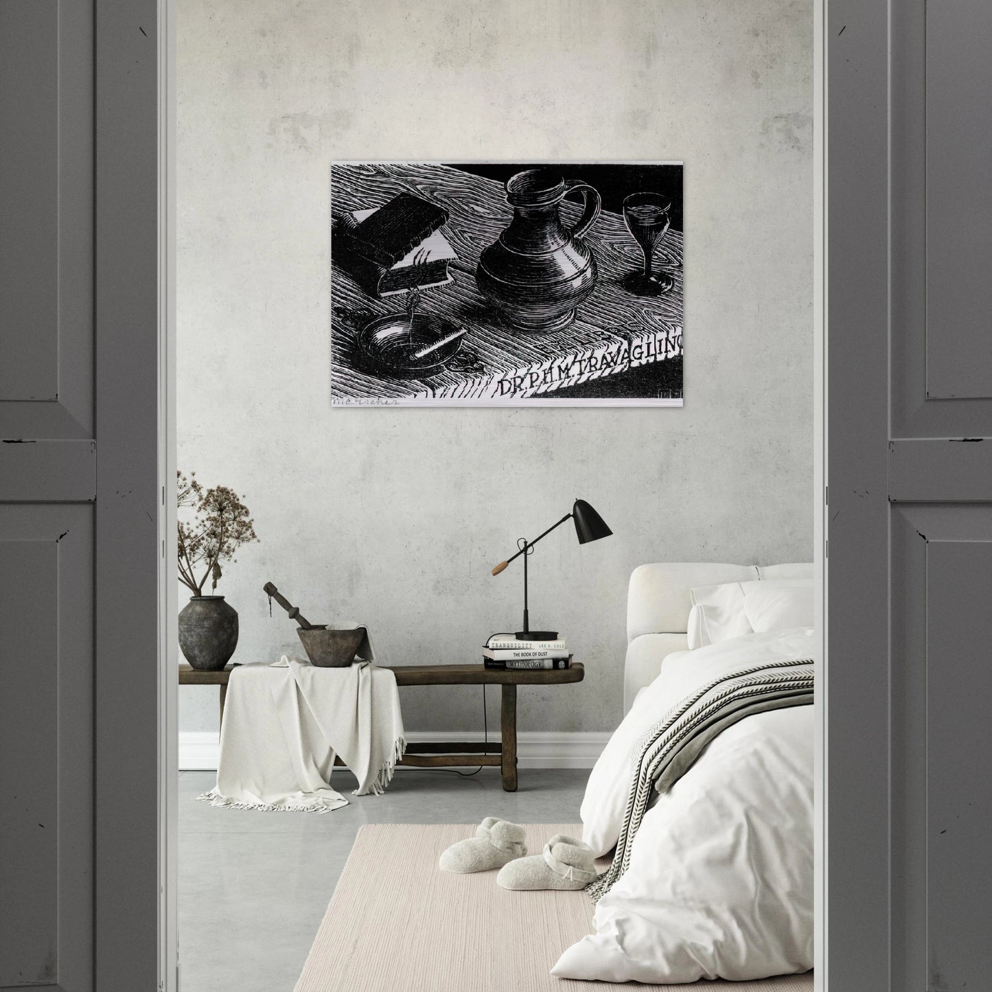 BOOKPLATE DR P H M TRAVAGLINO - MC Escher Brushed Aluminum Print - 70x100 cm / 28x40 inches | MC Escher Aluminum Print | MC Escher Prints