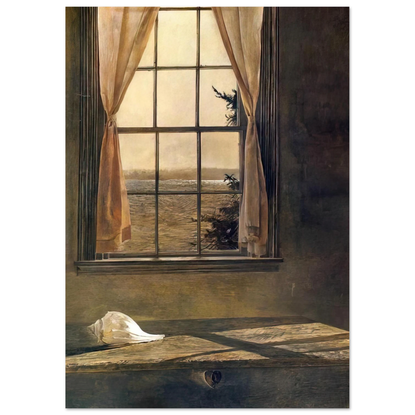 Andrew Wyeth - HER ROOM Wall Art - 30x40 cm / 12x16 inches - Premium Wooden Framed Poster With Fine Art Paper-canvas - White frame