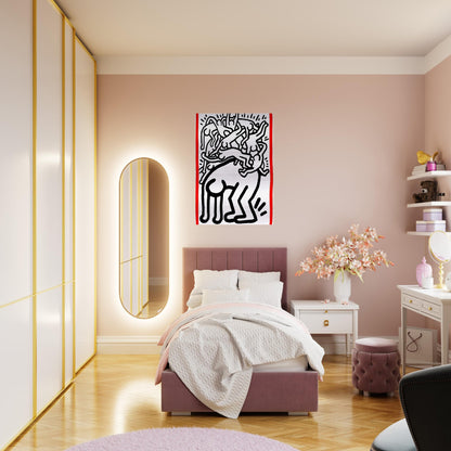 FIGHT AIDS WORLDWIDE 1990 - Keith Haring Brushed Aluminum Print - 70x100 cm / 28x40 inches | Keith Haring Aluminum Print | Keith Haring Prints