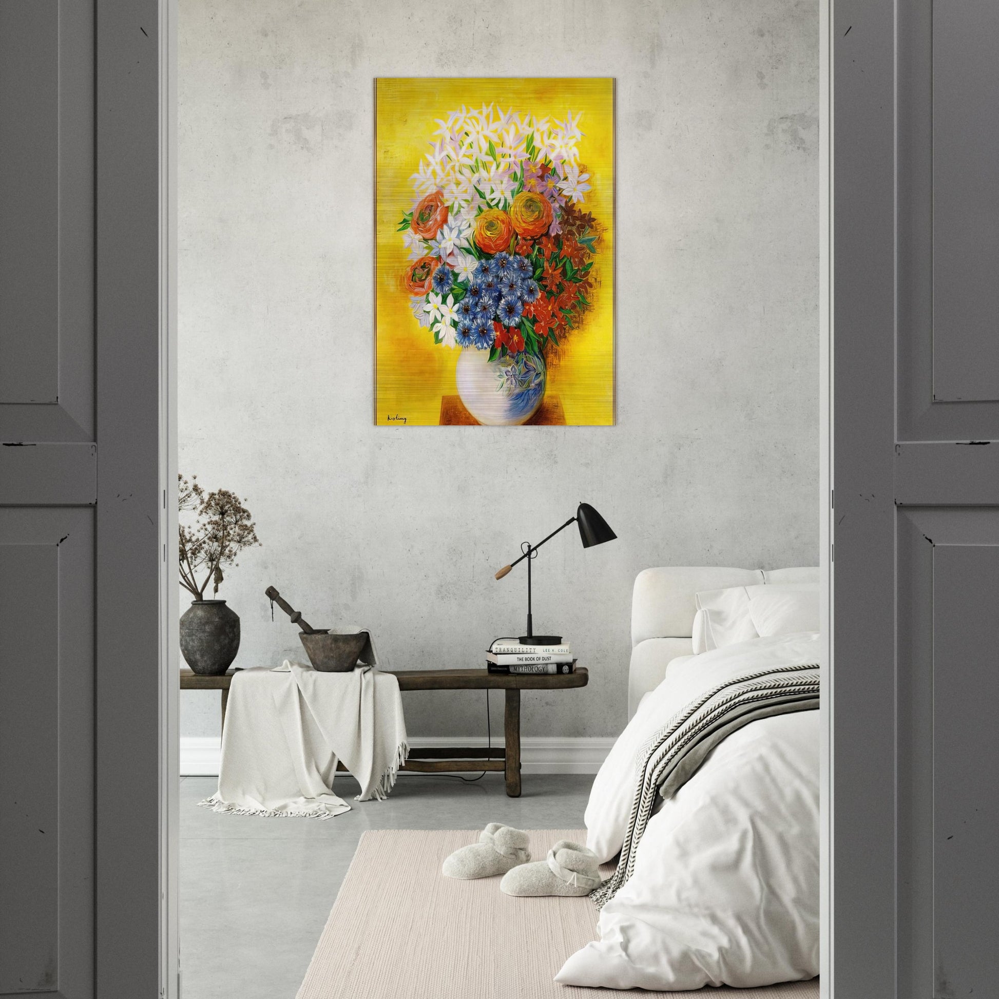 BOUQUET OF VARIOUS FLOWERS - Moise Kisling Brushed Aluminum Print - 70x100 cm / 28x40 inches | Moise Kisling Aluminum Print | Moise Kisling Prints