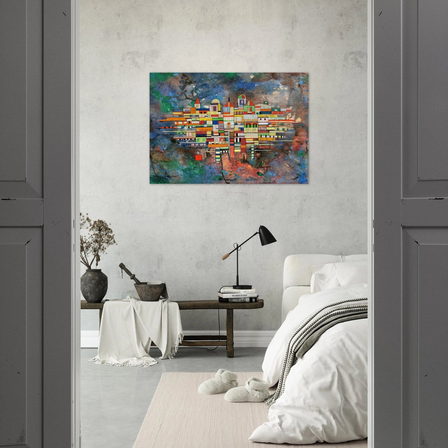 CITY 1954 - Rene Portocarrero Brushed Aluminum Print - 70x100 cm / 28x40 inches | Rene Portocarrero Aluminum Print | Rene Portocarrero Prints
