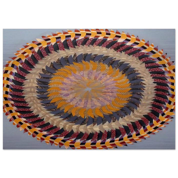 Golden Pinwheel - 1979 - Miriam Schapiro Brushed Aluminum Print - 70x100 cm / 28x40 inches | Miriam Schapiro Aluminum Print | Miriam Schapiro Prints