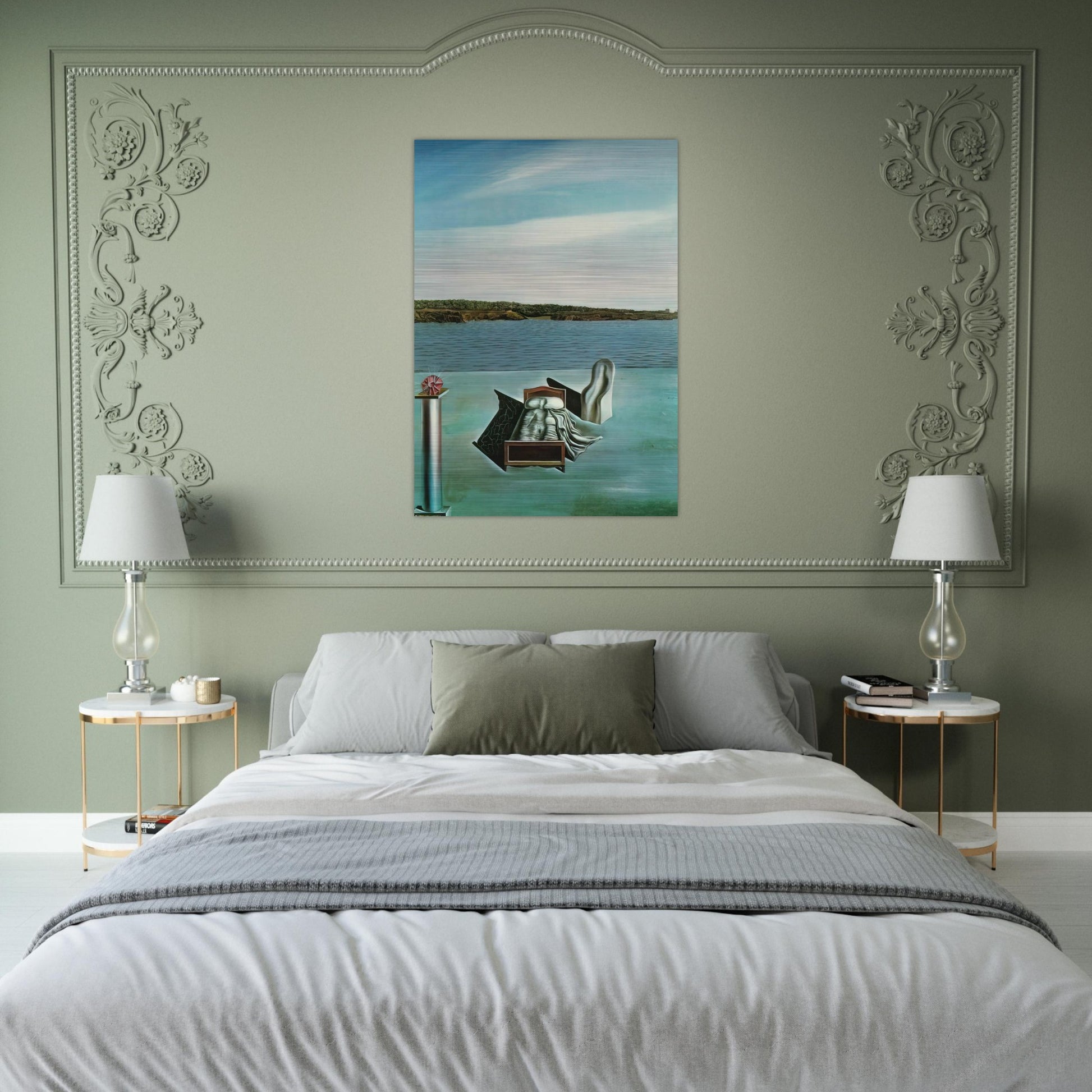 SURREALIST COMPOSITION WITH INVISIBLE FIGURES - Salvador Dali Brushed Aluminum Print - 70x100 cm / 28x40 inches | Salvador Dali Aluminum Print | Salvador Dali Prints