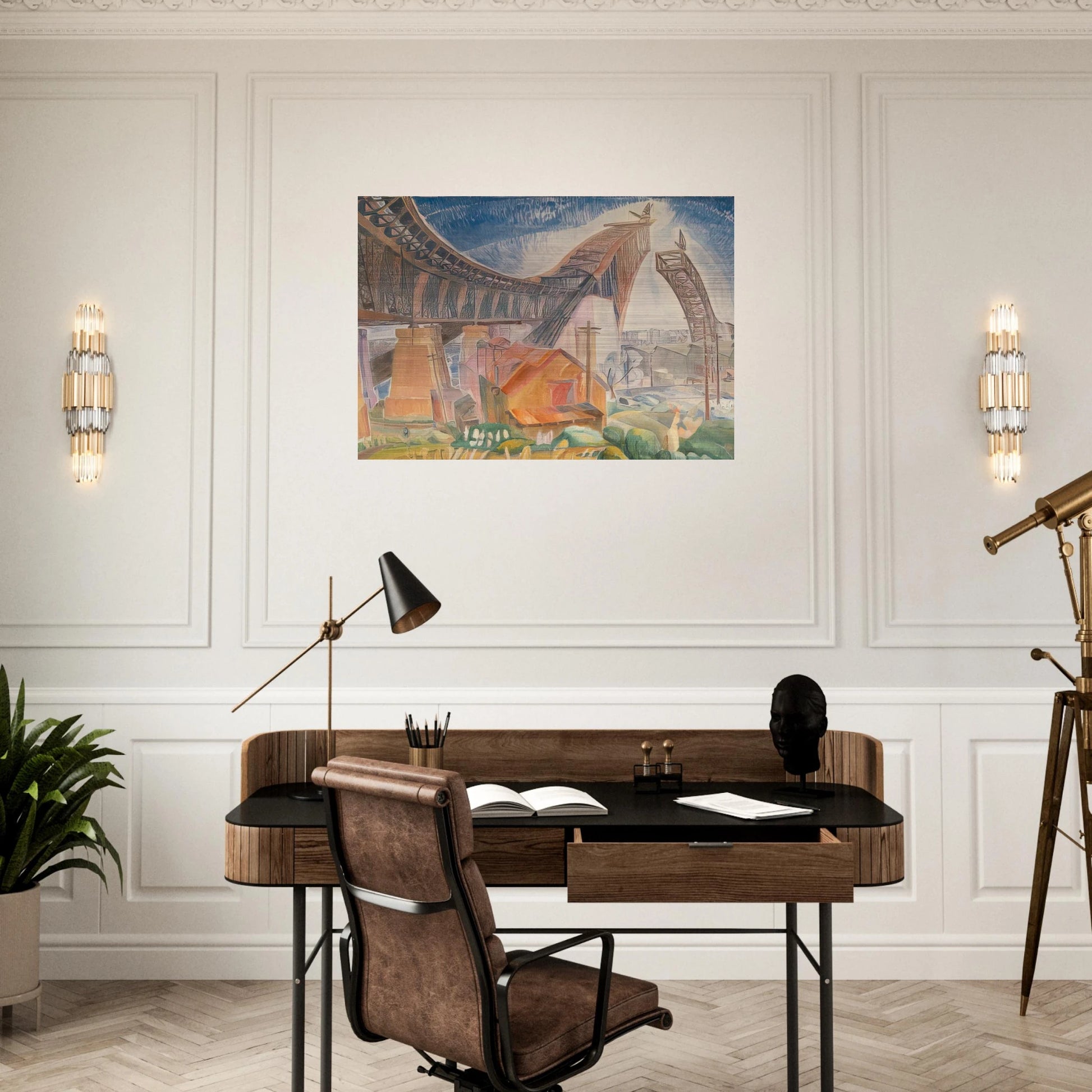 The Bridge in Curve - 1930 - Grace Cossington Smith Brushed Aluminum Print - 70x100 cm / 28x40 inches | Grace Cossington Smith Aluminum Print | Grace Cossington Smith Prints