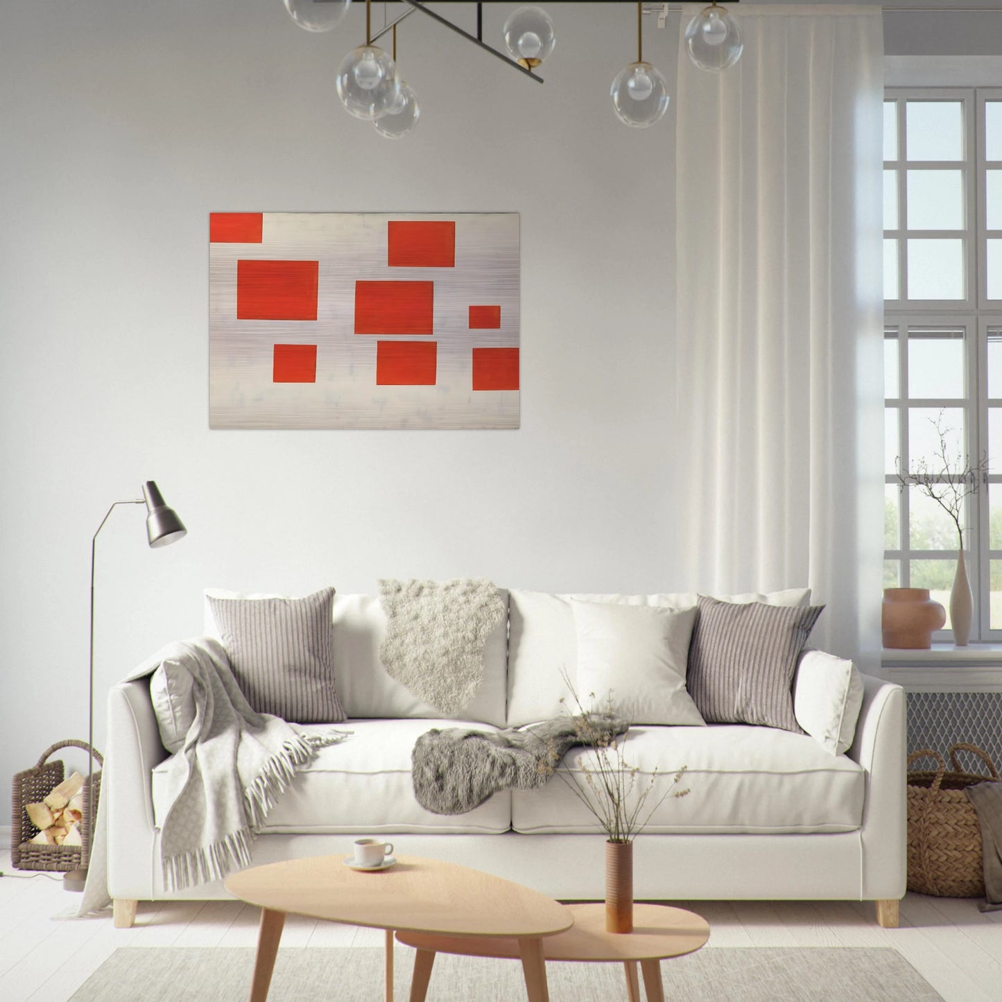 KOMPOSITION MIT 8 ROTEN RECHTECKEN COMPOSITION WITH 8 RED RECTANGLES 1964 - BLINKY PALERMO Brushed Aluminum Print - 70x100 cm / 28x40 inches | BLINKY PALERMO Aluminum Print | BLINKY PALERMO Prints