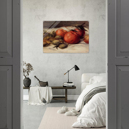 Still Life with Apples and Almonds - Pierre-Auguste Renoir Acrylic Print - 70x100 cm / 28x40″ inches