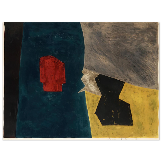 Serge Poliakoff - Composition bleue, jaune et grise - 1958  75x100 cm / 30x40inches Fine Art Poster