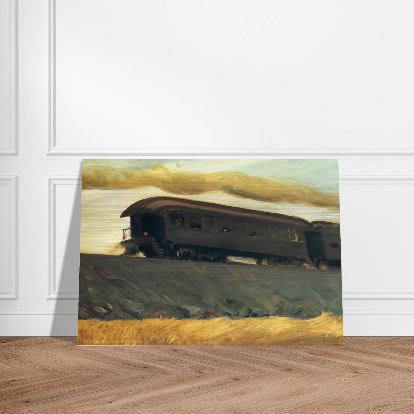 Railroad Train - Edward Hopper Brushed Aluminum Print - 70x100 cm / 28x40 inches | Edward Hopper Aluminum Print | Edward Hopper Prints