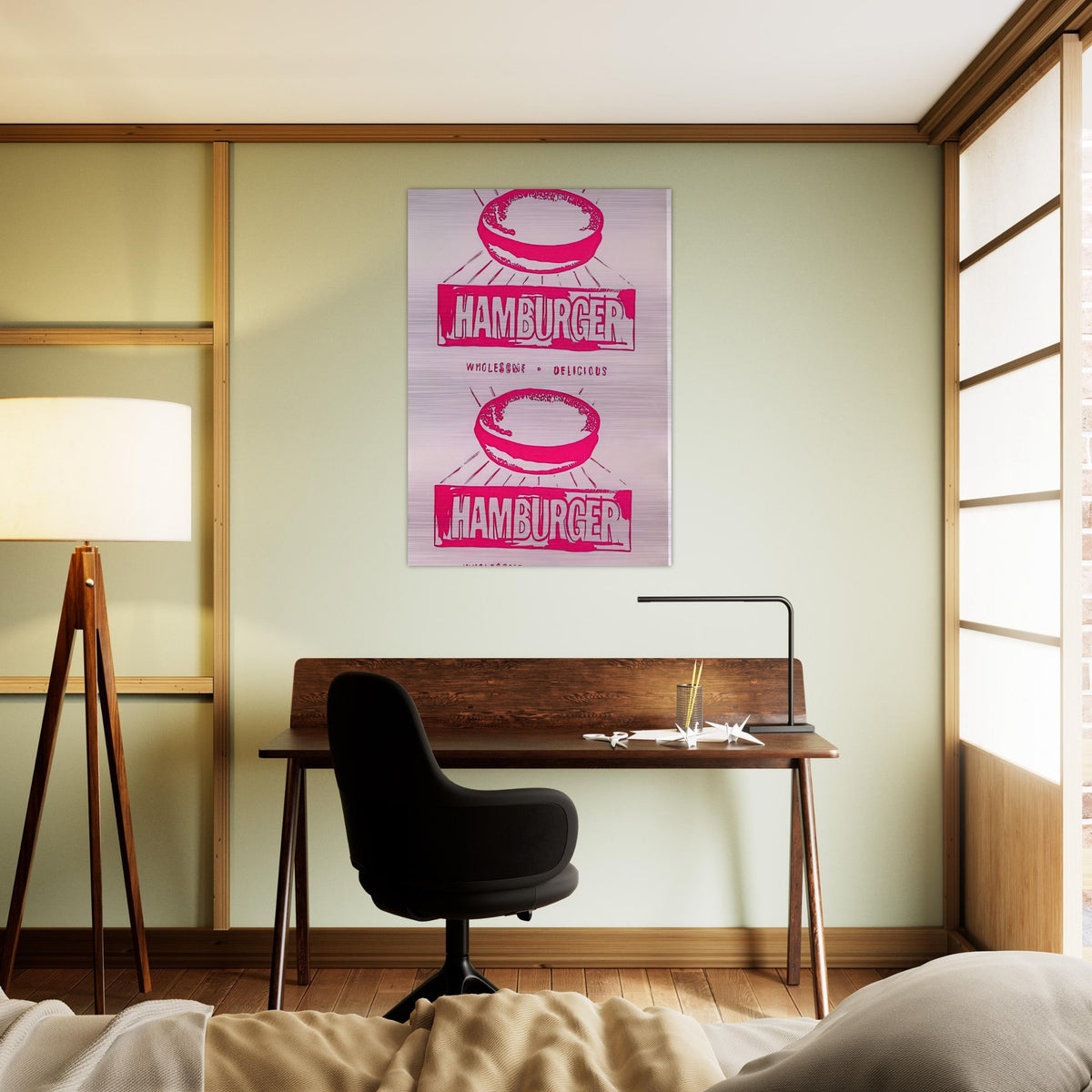 Double Hamburger - Andy Warhol Brushed Aluminum Print - 70x100 cm / 28x40 inches | Andy Warhol Aluminum Print | Andy Warhol Prints