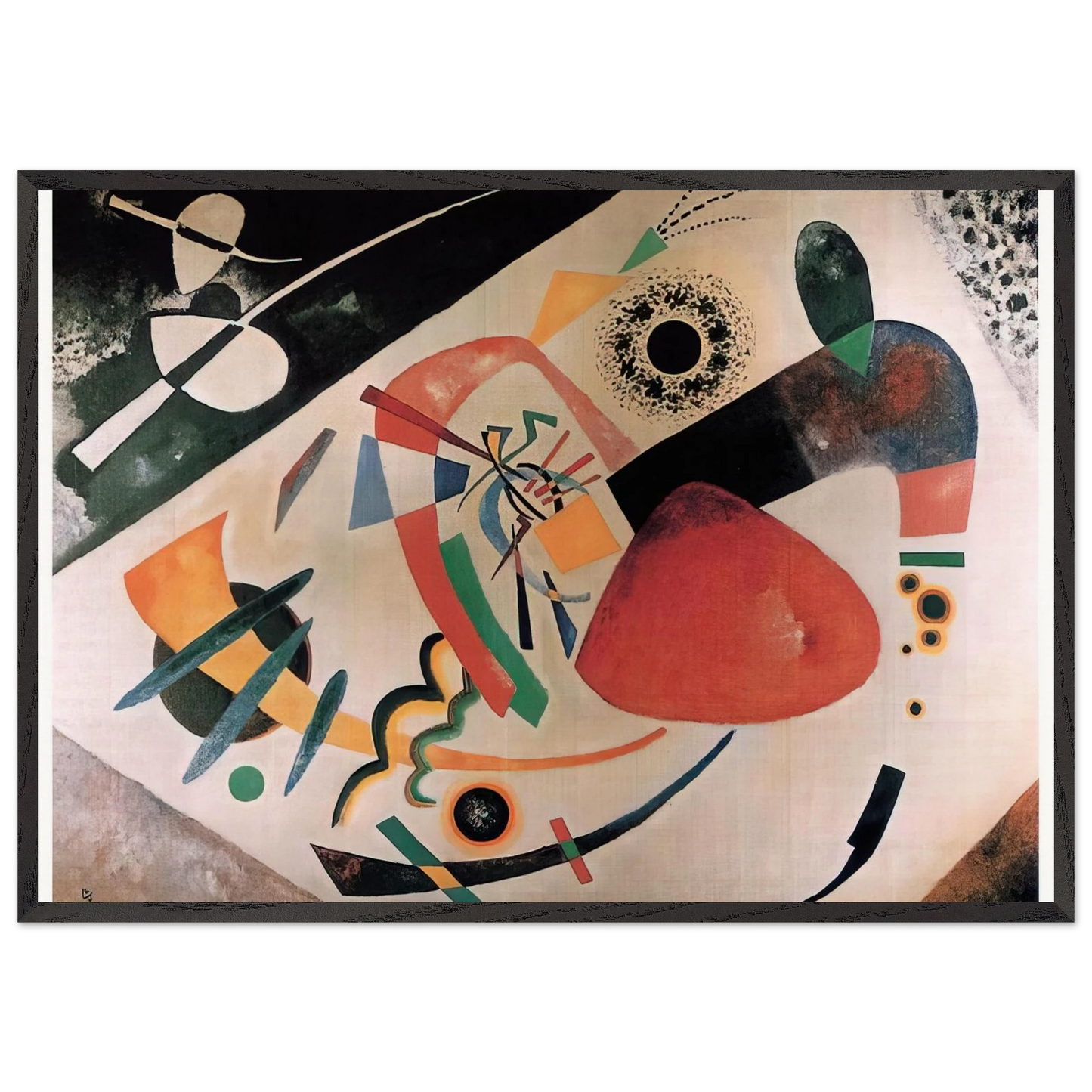 RED SPOT II 1921 - Wassily Kandinsky 70x100 cm / 28x40 inches Framed Art Print – Black Wooden Frame