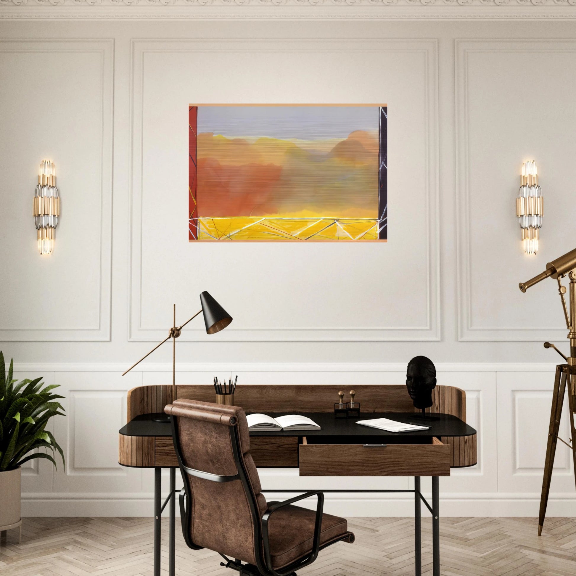 The Yellow Bridge - 1988 - Ronnie Landfield Brushed Aluminum Print - 70x100 cm / 28x40 inches | Ronnie Landfield Aluminum Print | Ronnie Landfield Prints