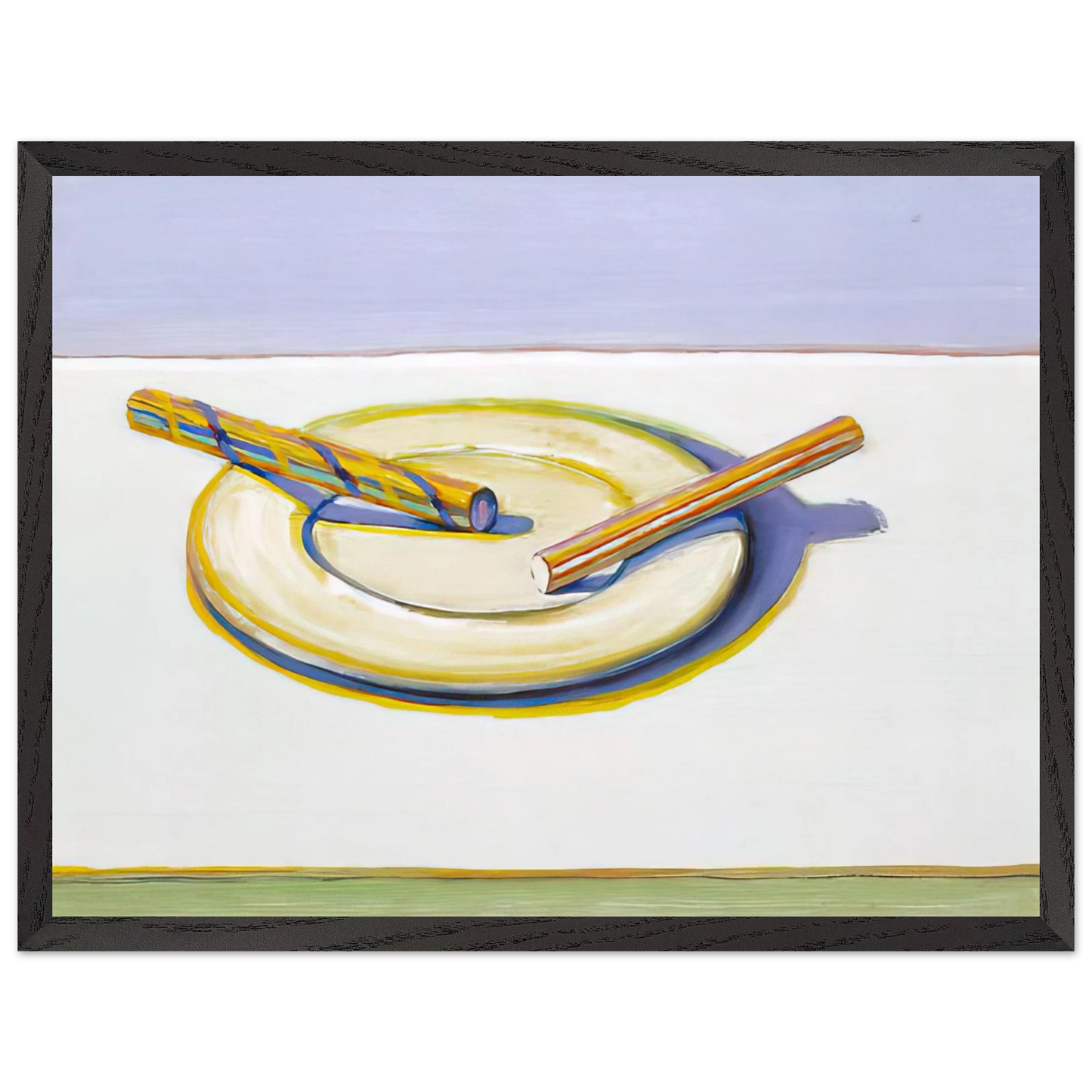 Wayne Thiebaud - Two Candy Sticks - 2004 Wall Art - 21x29.7 cm / 8x12" - Premium Wooden Framed Poster With Fine Art Paper - White frame