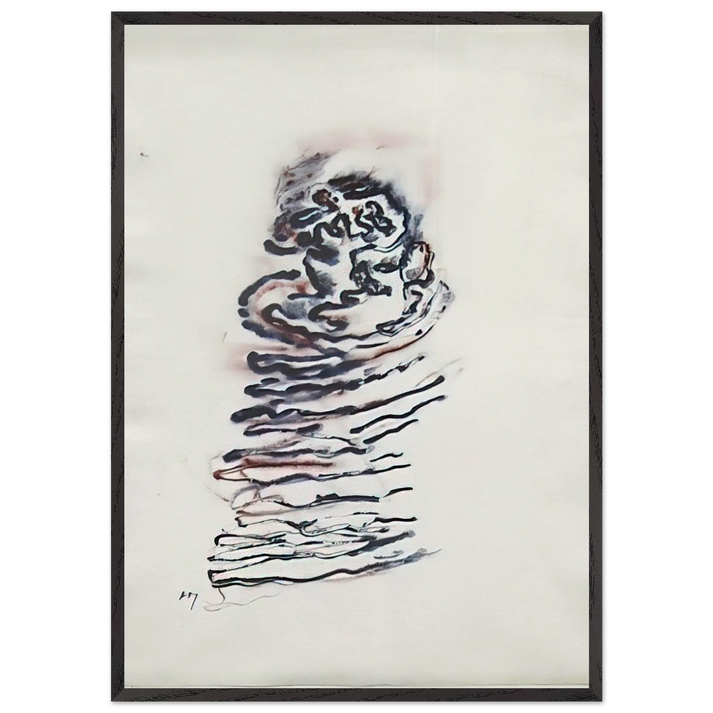 UNTITLED 1970 N3 - Henri Michaux 70x100 cm / 28x40 inches Framed Art Print – Black Wooden Frame