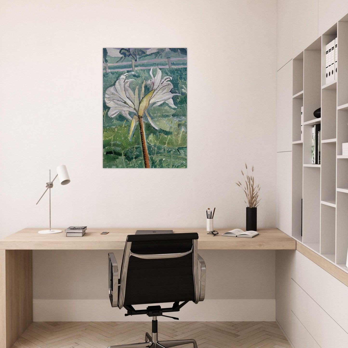 Lily growing in a field by the sea - 1927 - Grace Cossington Smith Brushed Aluminum Print - 70x100 cm / 28x40 inches | Grace Cossington Smith Aluminum Print | Grace Cossington Smith Prints