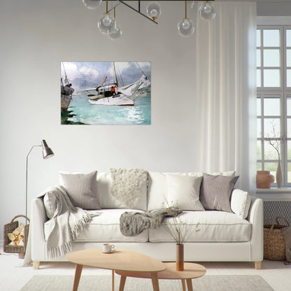 FISHING BOATS KEY WEST - Winslow Homer Brushed Aluminum Print - 70x100 cm / 28x40 inches | Winslow Homer Aluminum Print | Winslow Homer Prints