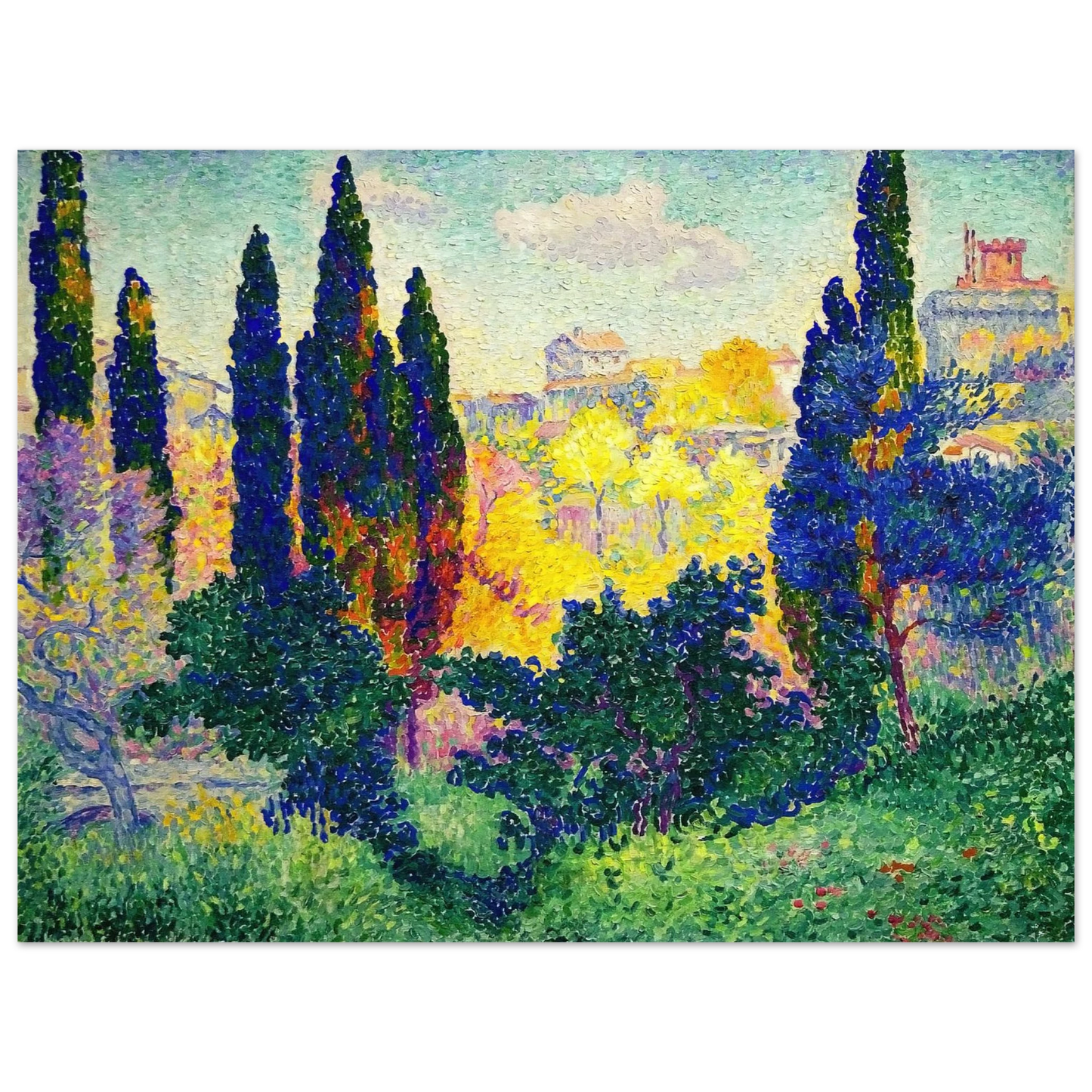 Henri-Edmond Cross - The Cypresses at Cagnes  75x100 cm / 30x40inches Fine Art Poster