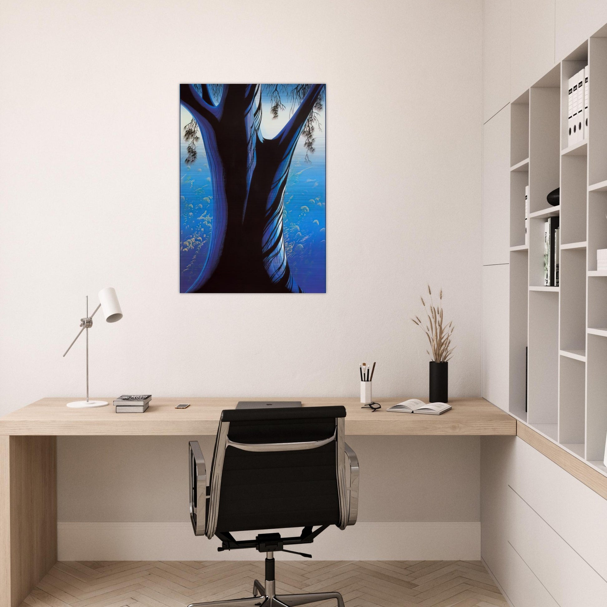 Blue Pine - Eyvind Earle Brushed Aluminum Print - 70x100 cm / 28x40 inches | Eyvind Earle Aluminum Print | Eyvind Earle Prints