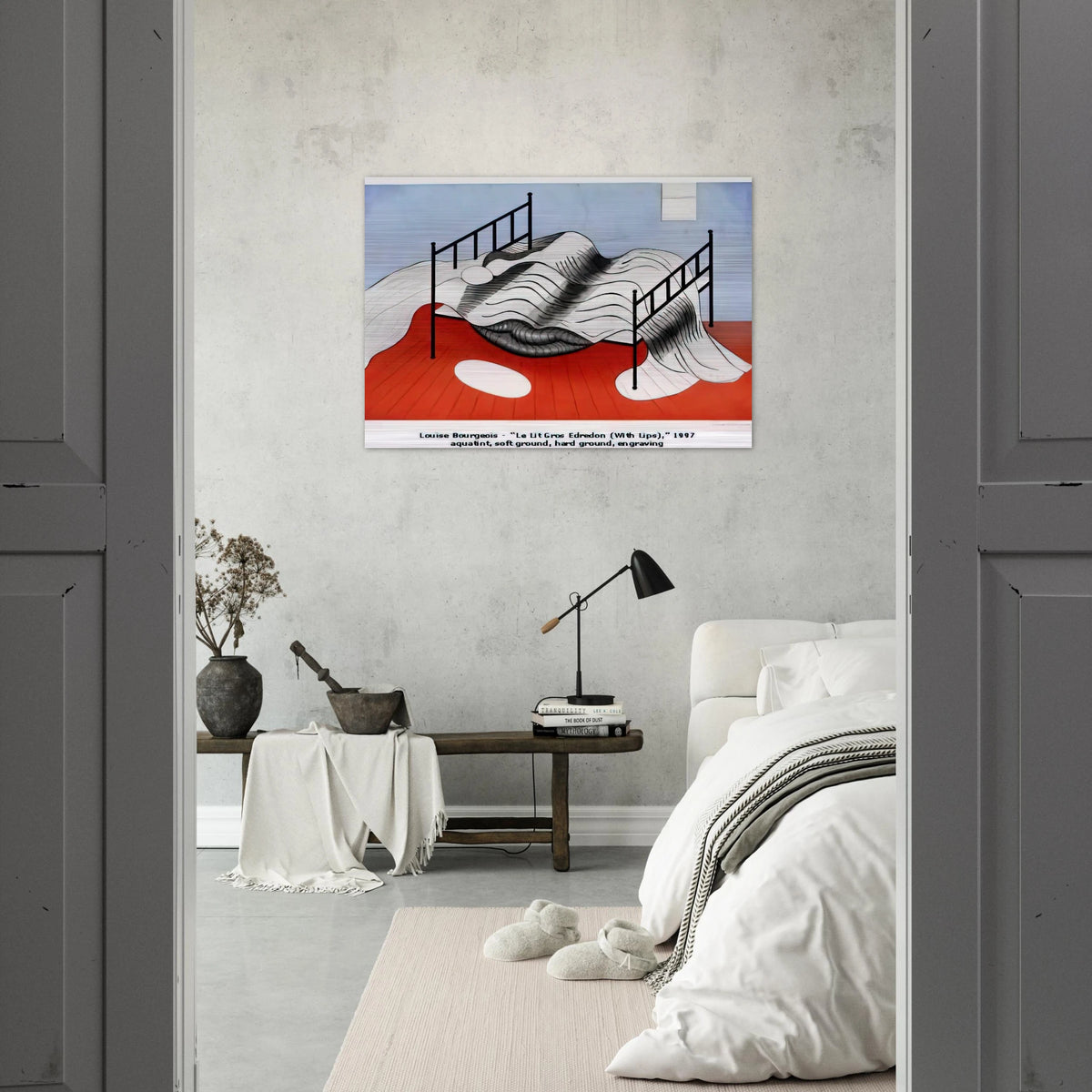 THE BIG BED WITH QUILT 1997 - Louise Bourgeois Brushed Aluminum Print - 70x100 cm / 28x40 inches | Louise Bourgeois Aluminum Print | Louise Bourgeois Prints