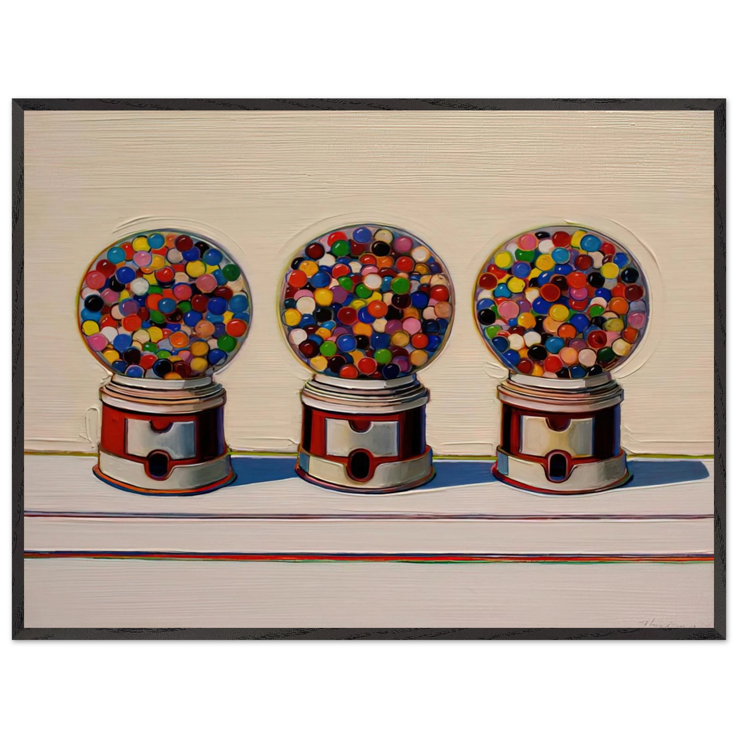 Wayne Thiebaud - Three Machines - 1963 Wall Art - 21x29.7 cm / 8x12" - Premium Wooden Framed Poster With Fine Art Paper - Black frame