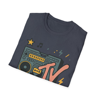 T-shirt graphique rétro MTV vintage imprimé léopard musical années 80 90 années nostalgiques unisexe shirt de groupe style rock imprimé animal