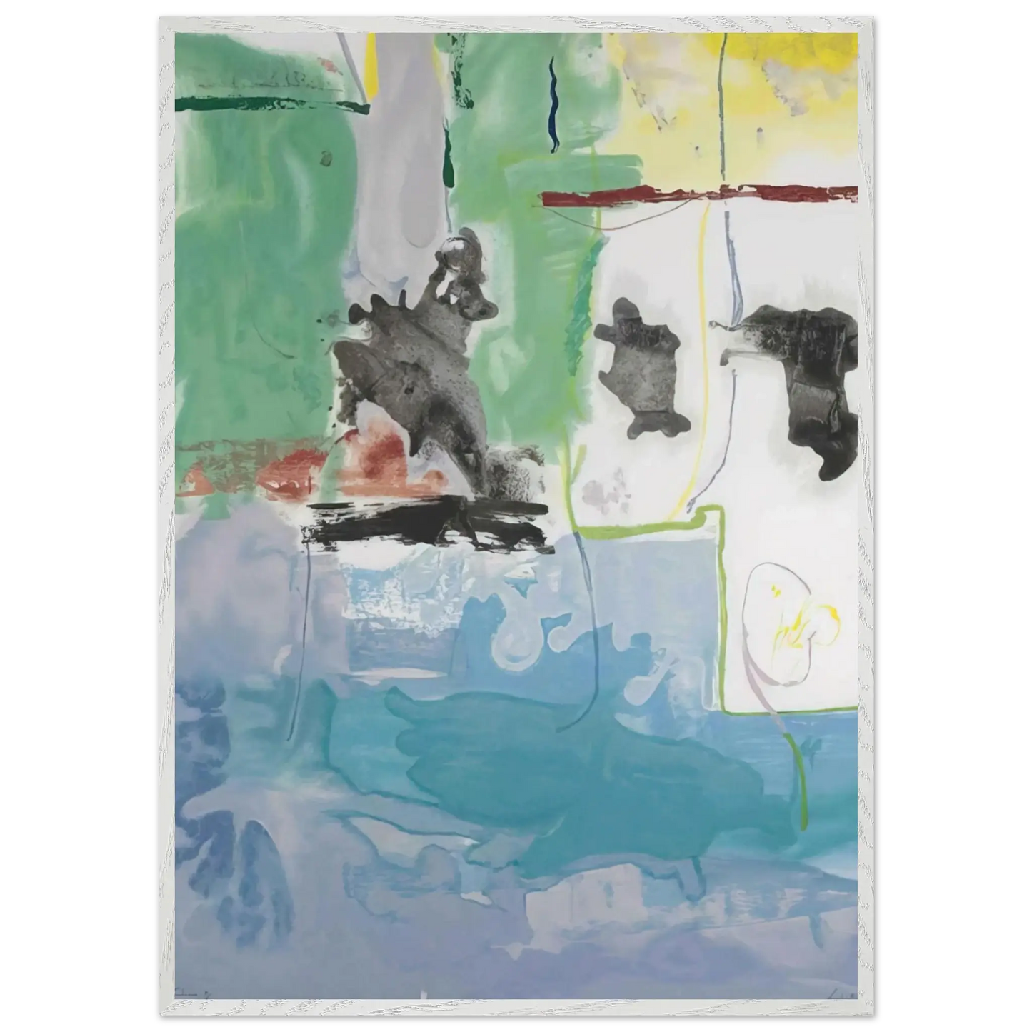 Helen Frankenthaler - West Wind - 1997 Wall art - 50x70 cm / 20x28 Inches - Premium Wooden Framed Poster With Fine Art Paper - White frame