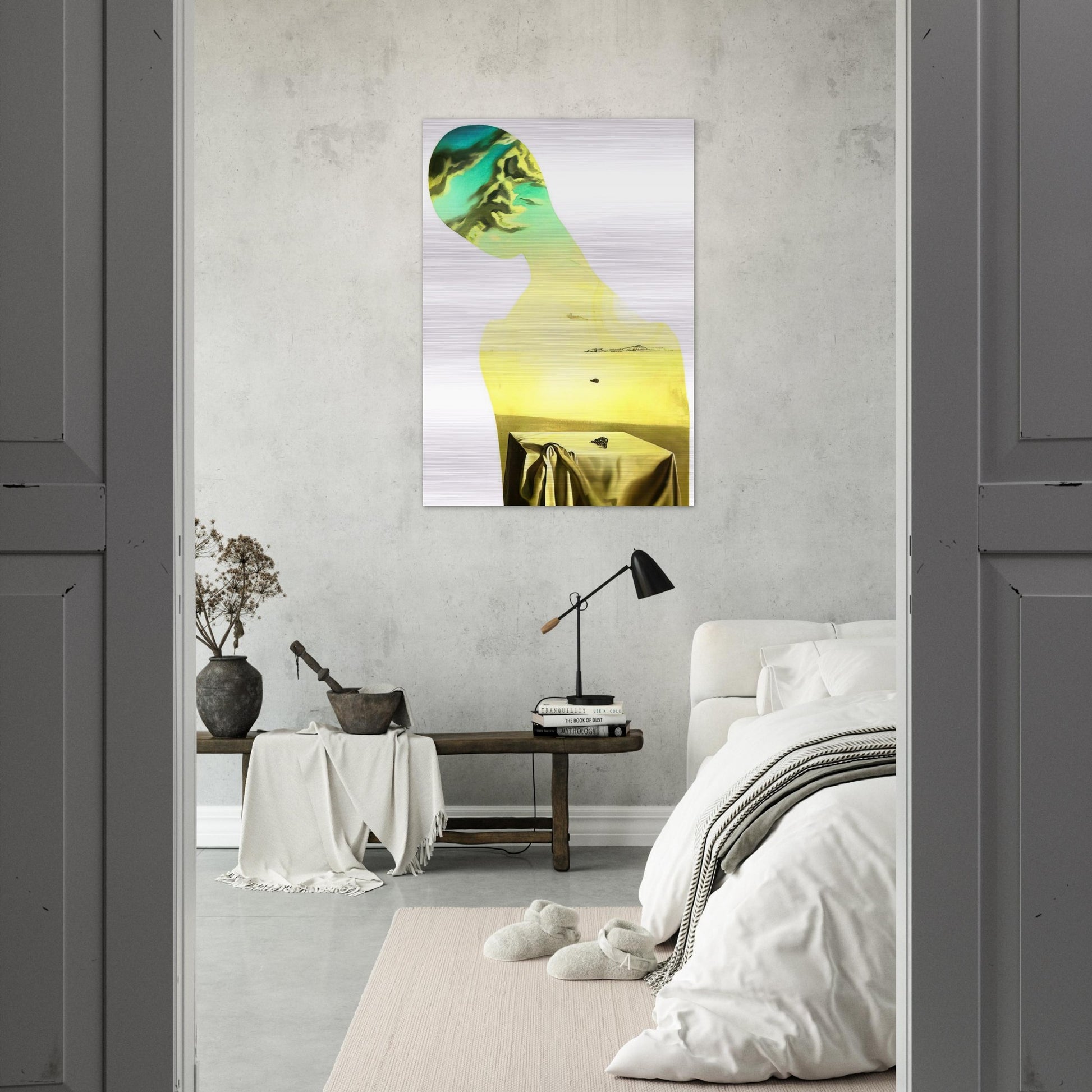 COUPLE WITH CLOUDS IN THEIR HEADS WOMAN - Salvador Dali Brushed Aluminum Print - 70x100 cm / 28x40 inches | Salvador Dali Aluminum Print | Salvador Dali Prints