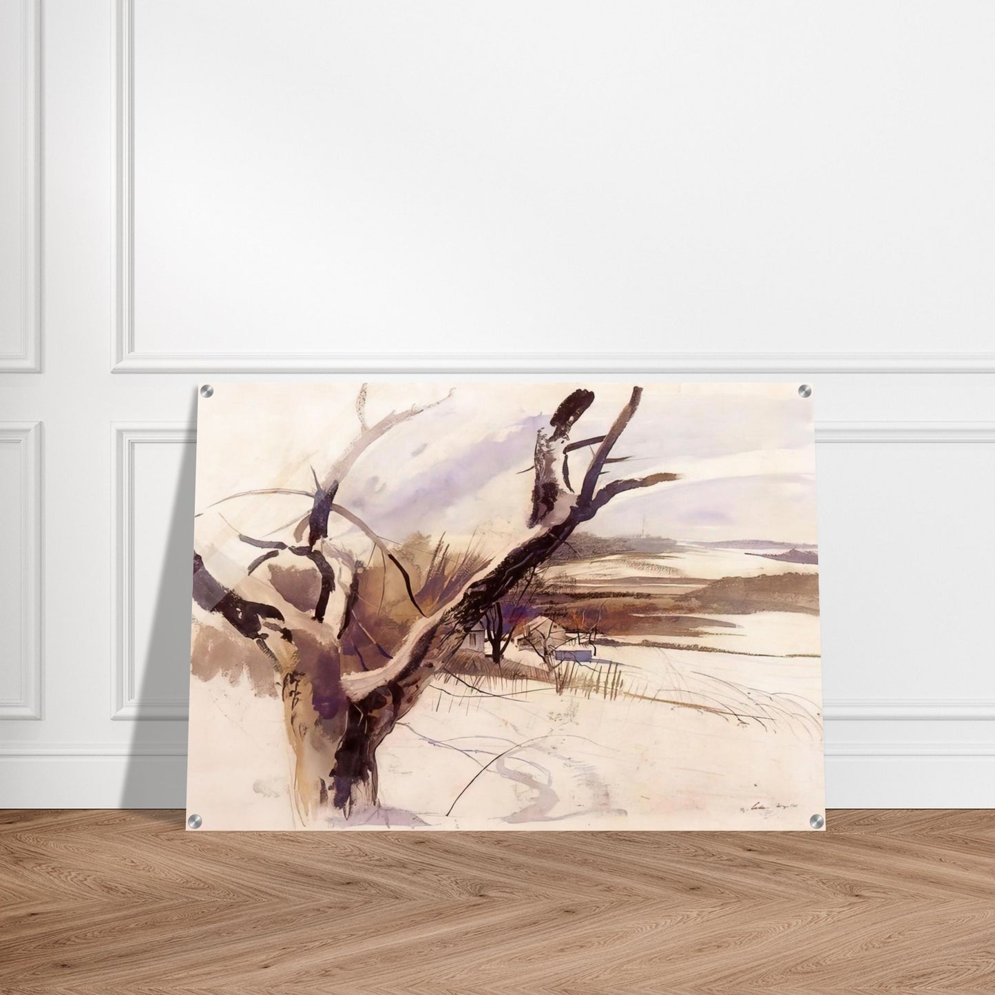 WINTER FARM SCENE - Andrew Wyeth Acrylic Print - 70x100 cm / 28x40″ inches | Andrew Wyeth Wall Art | Andrew Wyeth Prints