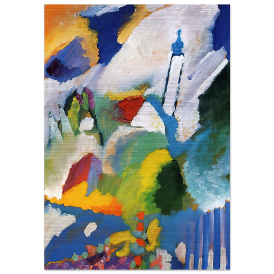 MURNAU WITH A CHURCH 1910 - Wassily Kandinsky Brushed Aluminum Print - 70x100 cm / 28x40 inches | Wassily Kandinsky Aluminum Print | Wassily Kandinsky Prints