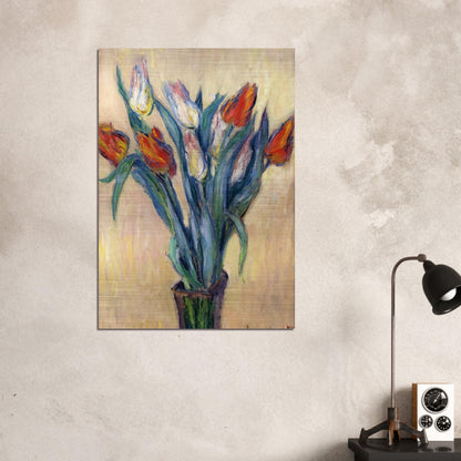 Vase of Tulips - claude monet Brushed Aluminum Print - 70x100 cm / 28x40 inches | claude monet Aluminum Print | claude monet Prints