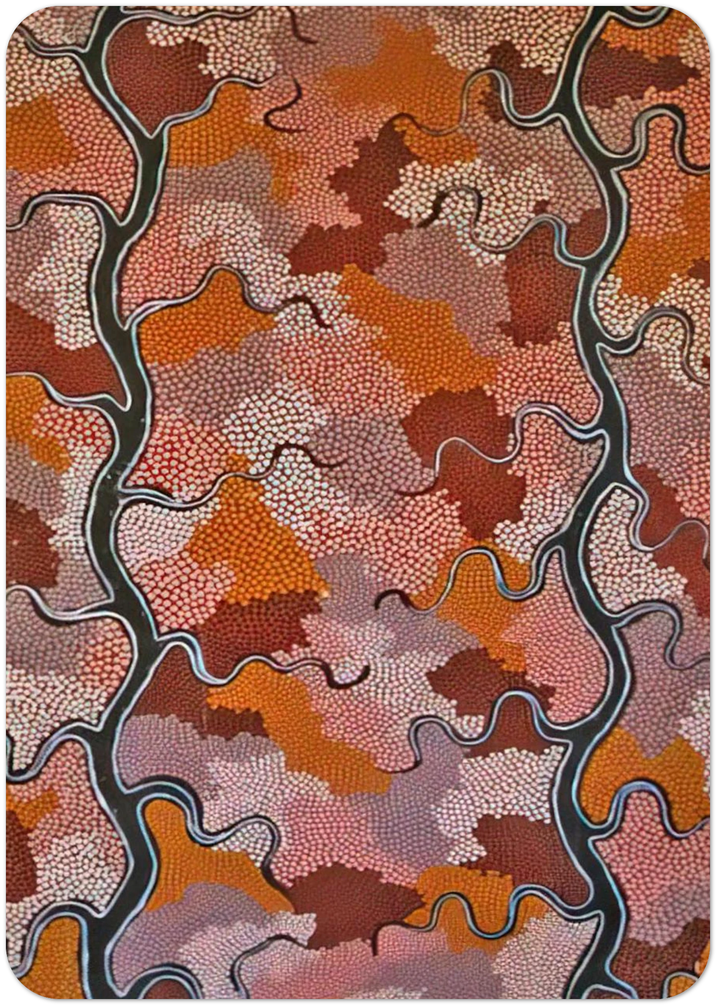 Lightning Dreaming - 1989 By Clifford Possum Tjapaltjarri Pack of 10 Post Cards | Clifford Possum Tjapaltjarri Post Cards | A6 (10.5 x 14.8 cm) - 4.1 x 5.8 inches