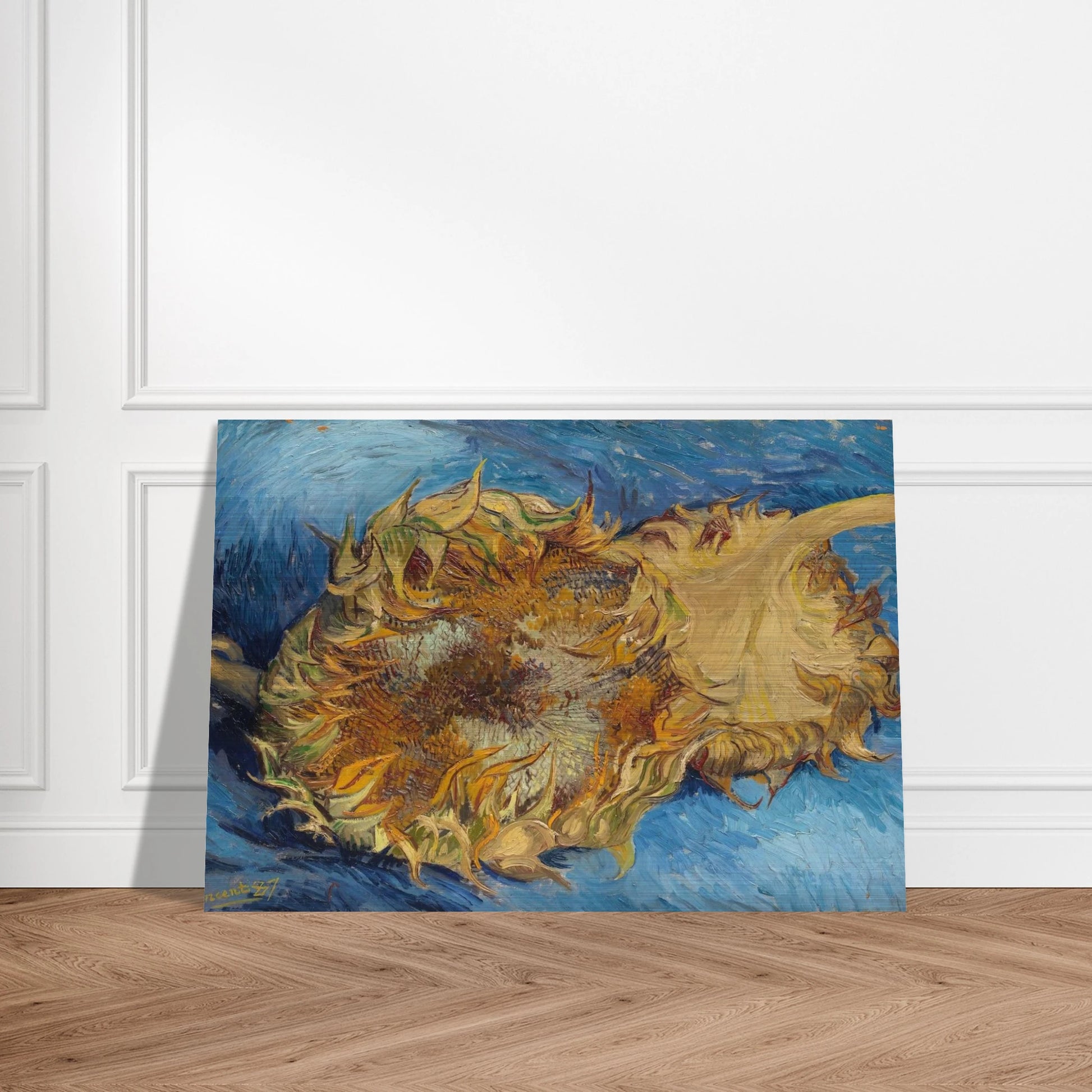 Still Life with Two Sunflowers - Vincent van Gogh Brushed Aluminum Print - 70x100 cm / 28x40 inches | Vincent van Gogh Aluminum Print | Vincent van Gogh Prints