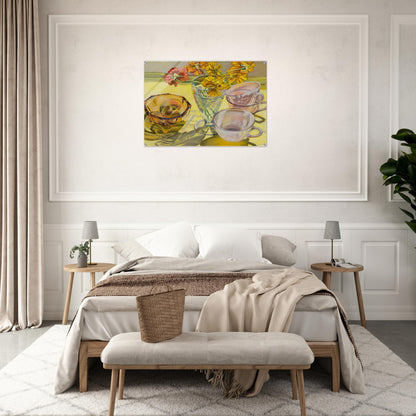 NASTURTIUMS AND PINK CUPS 1981 - Janet Fish Acrylic Print - 70x100 cm / 28x40″ inches