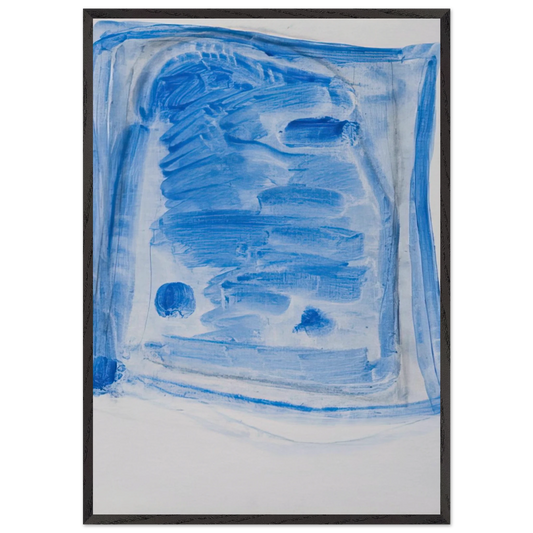 Sketchy Cobaltic Blue Flag - 2009 N2 - Raoul De Keyser 70x100 cm / 28x40 inches Framed Art Print – Black Wooden Frame