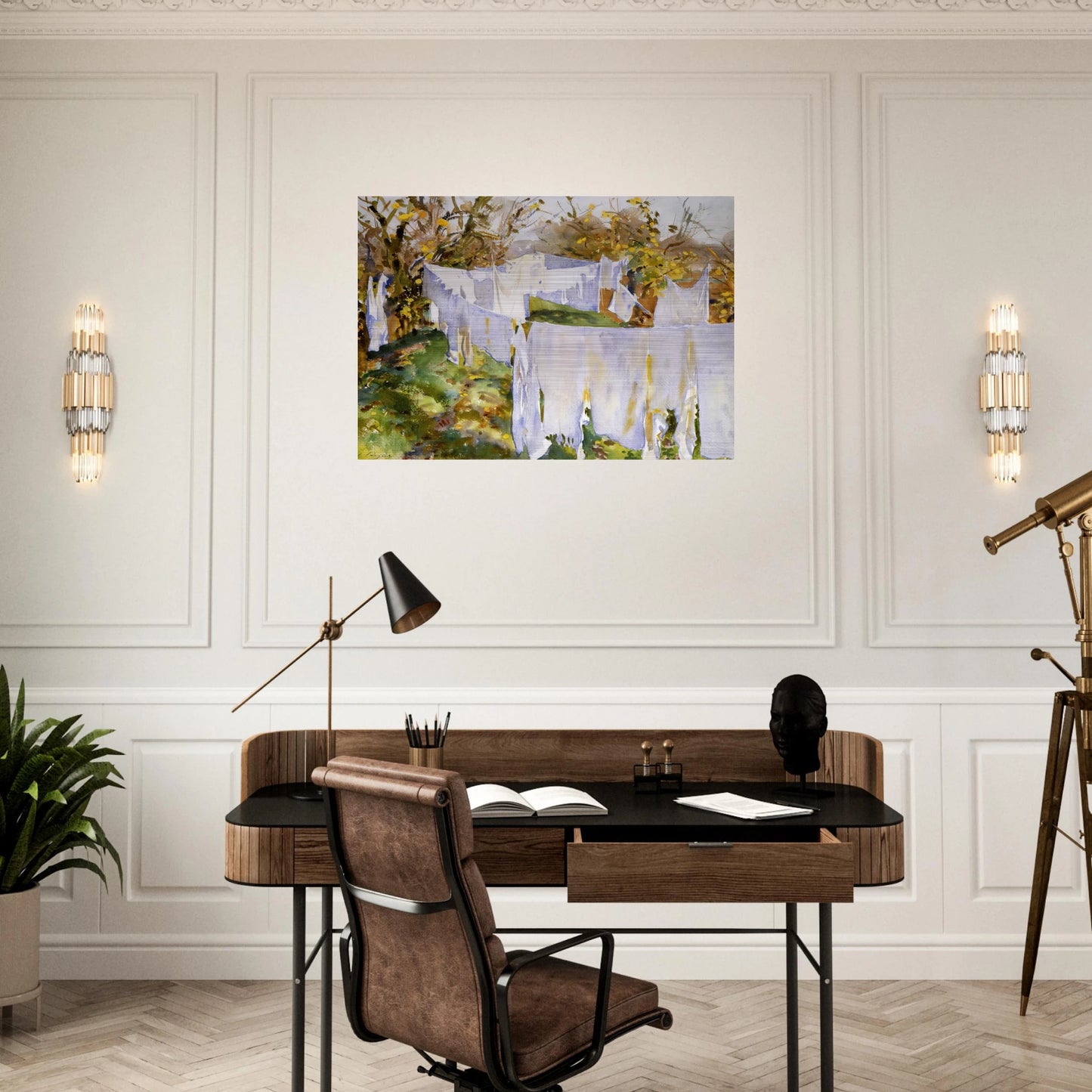 La Biancheria - John Singer Sargent Brushed Aluminum Print - 70x100 cm / 28x40 inches | John Singer Sargent Aluminum Print | John Singer Sargent Prints