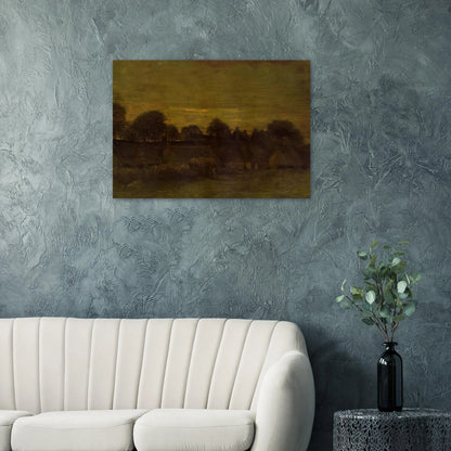 Village at sunset - Vincent van Gogh Brushed Aluminum Print - 70x100 cm / 28x40 inches | Vincent van Gogh Aluminum Print | Vincent van Gogh Prints