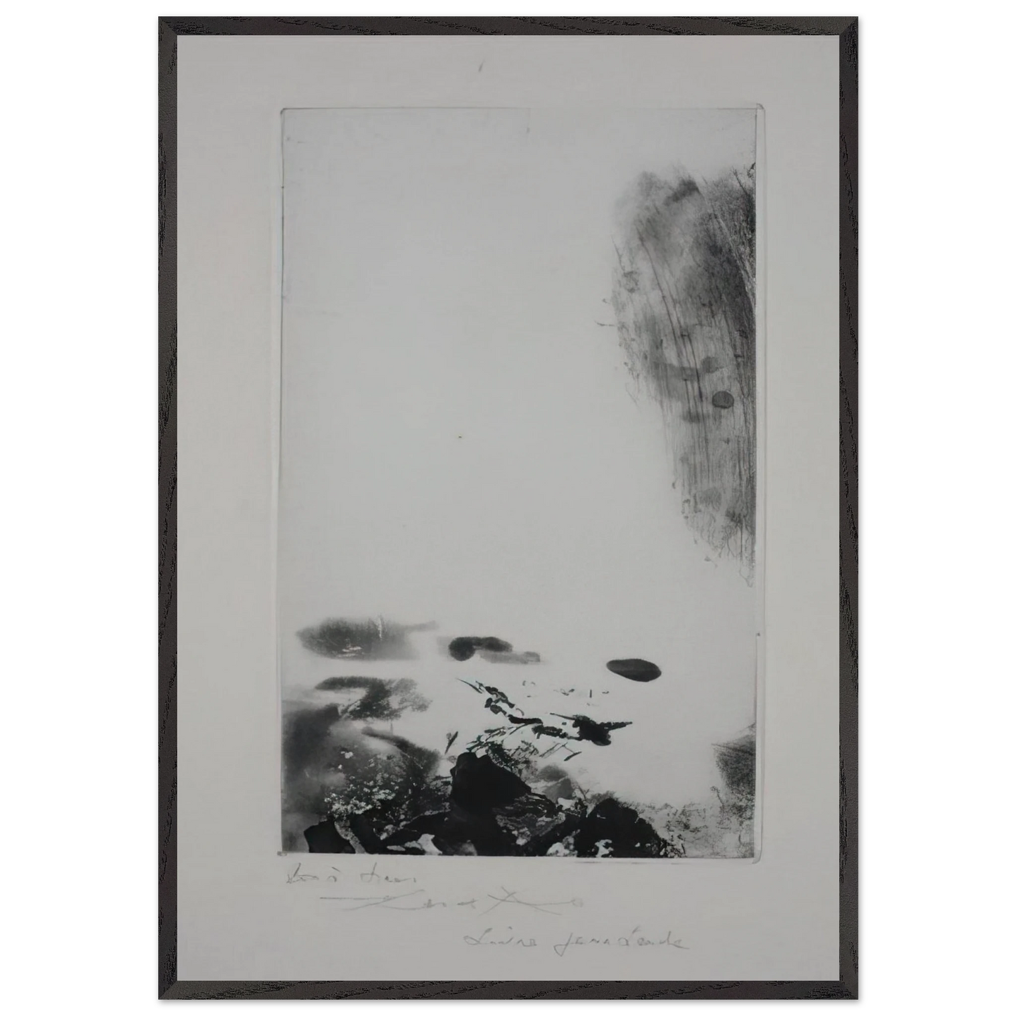 WAITING FOR A HOLIDAY 1974 - Zao Wou-Ki 70x100 cm / 28x40 inches Framed Art Print – Black Wooden Frame