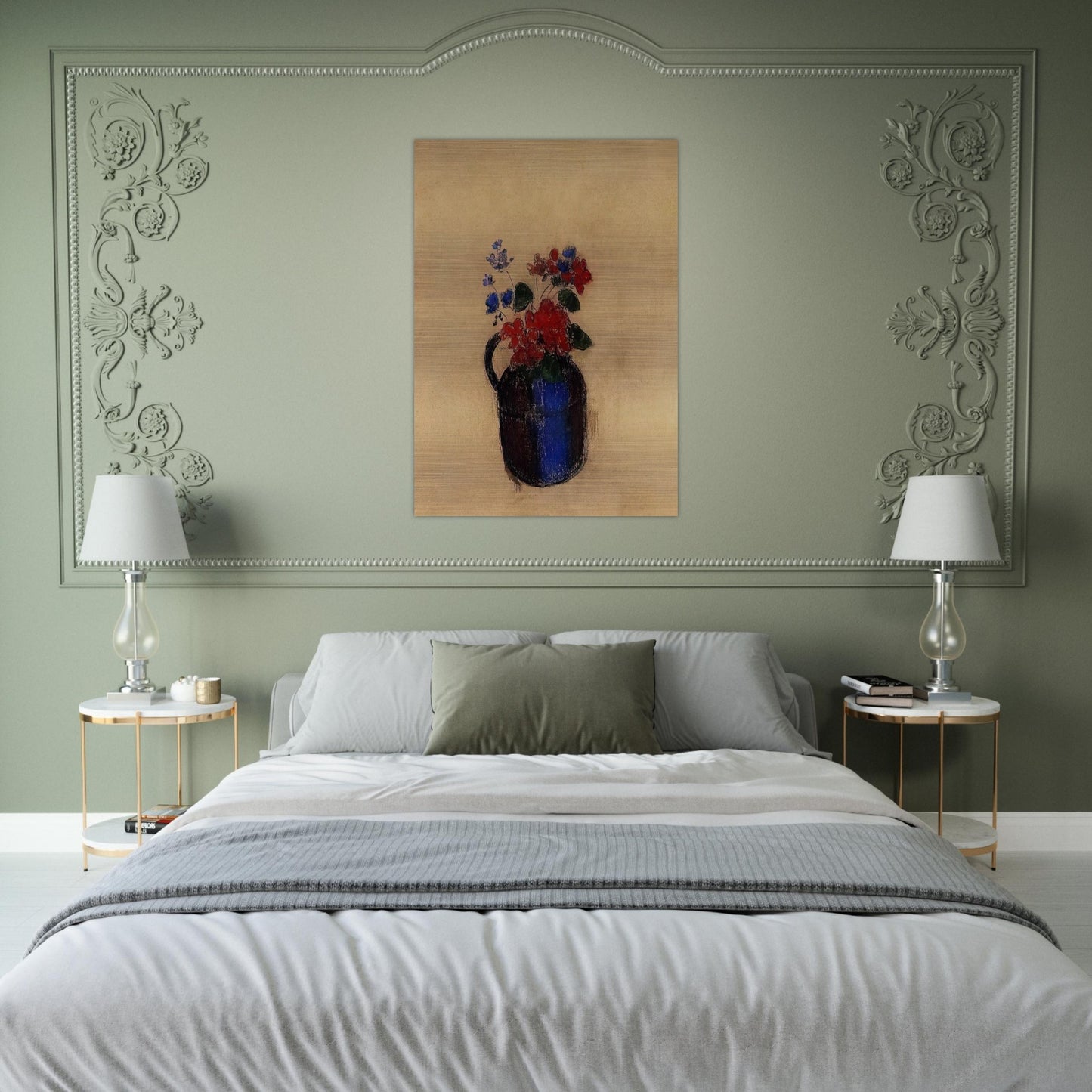 SMALL BOUQUET IN A PITCHER - Odilon Redon Brushed Aluminum Print - 70x100 cm / 28x40 inches | Odilon Redon Aluminum Print | Odilon Redon Prints